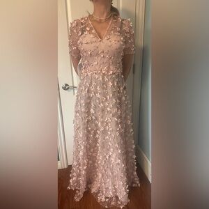 Carmen Marc Valvo Blush Floral Maxi Dress